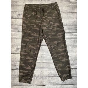 ATHLETA Womens Farallon Camo Drawstring Jogger Pants Olive Green Size 12